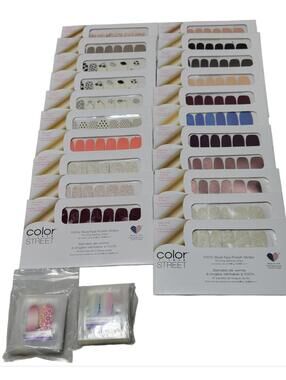 Lot of 21 COLOR STREET NAIL STRIPS Nail Polish Strips + 50 Samples